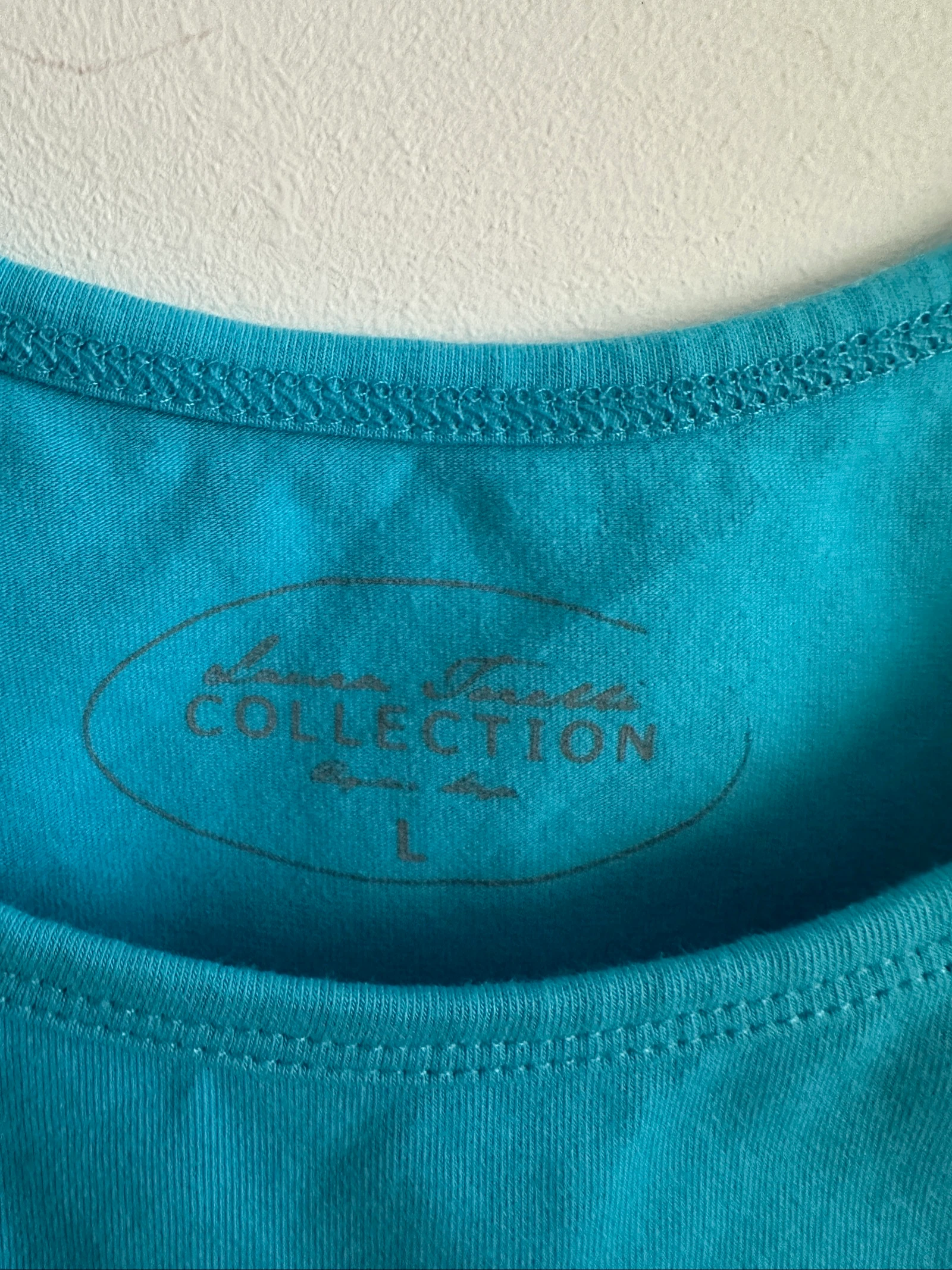 Top de tirantes azul turquesa con encaje Laura Torelli L / Débardeur turquoise dentelle – photo 2